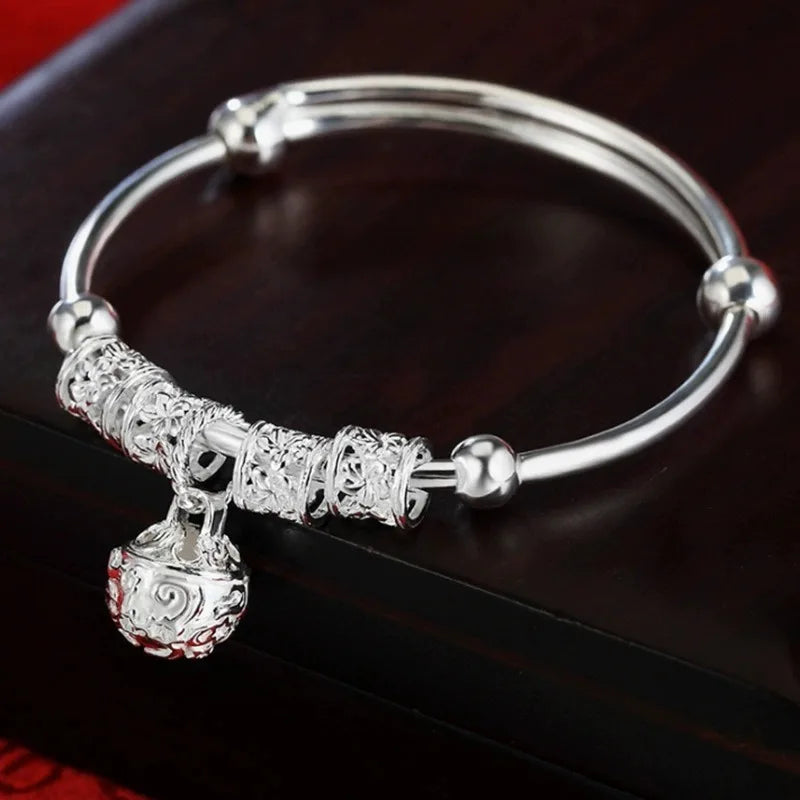 Silver-Plated Bangle with Bell Charm