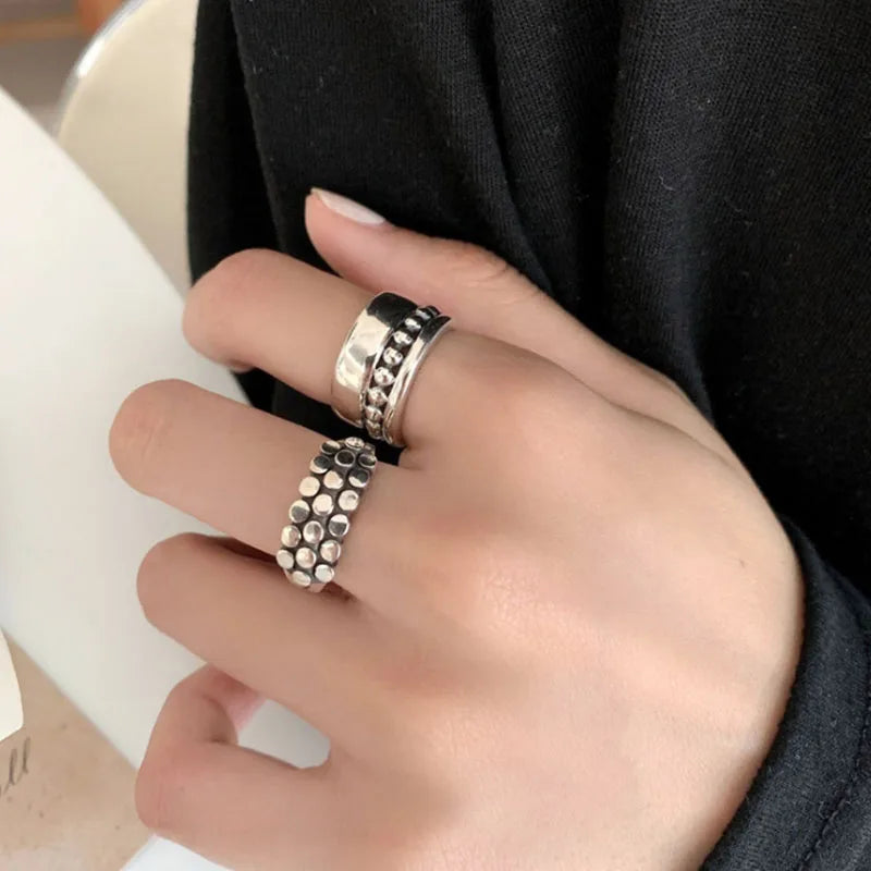 Geometric Bead Ring in 925 Sterling Silver