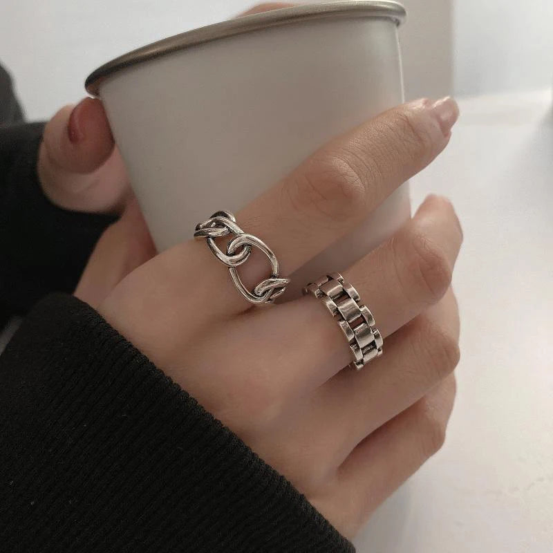 925 Silver Geometric Adjustable Ring
