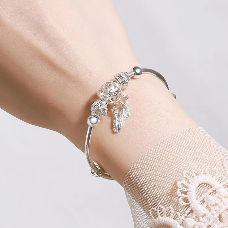 Silver-Plated Bangle with Bell Charm
