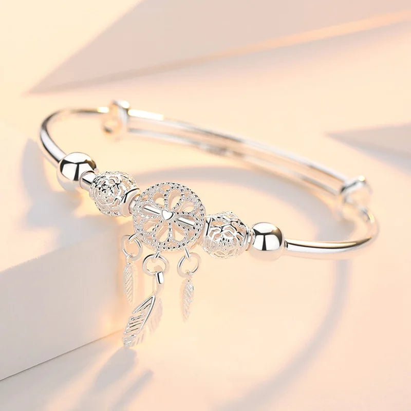 Silver-Plated Bangle with Bell Charm