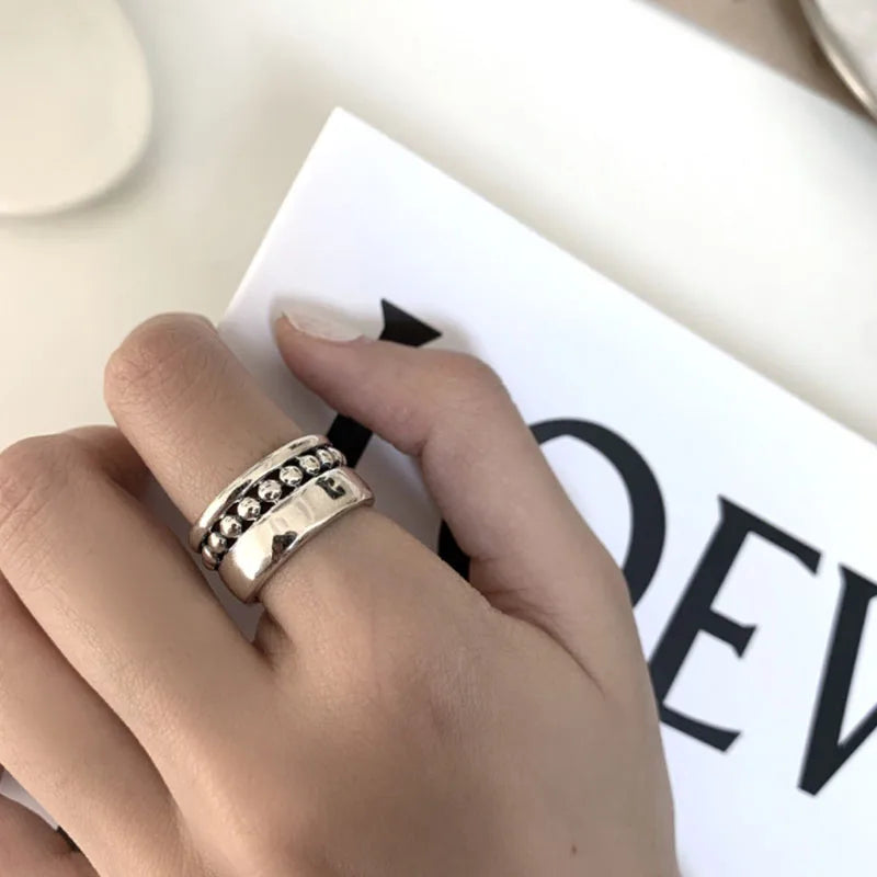 Geometric Bead Ring in 925 Sterling Silver