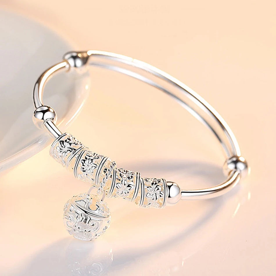 Silver-Plated Bangle with Bell Charm