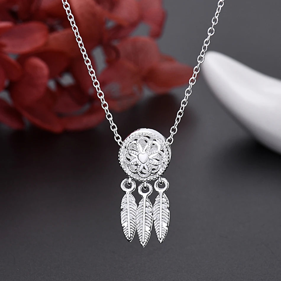 925 Silver Retro Charm Set – Necklace & Earrings