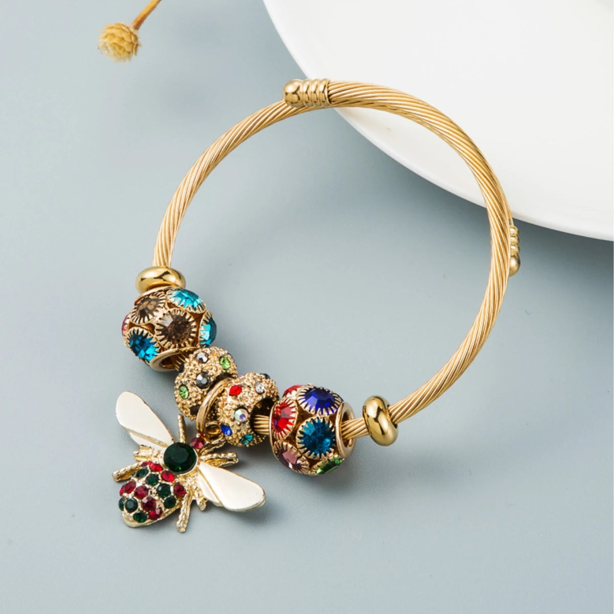 Charm Bangle with Cubic Zirconia