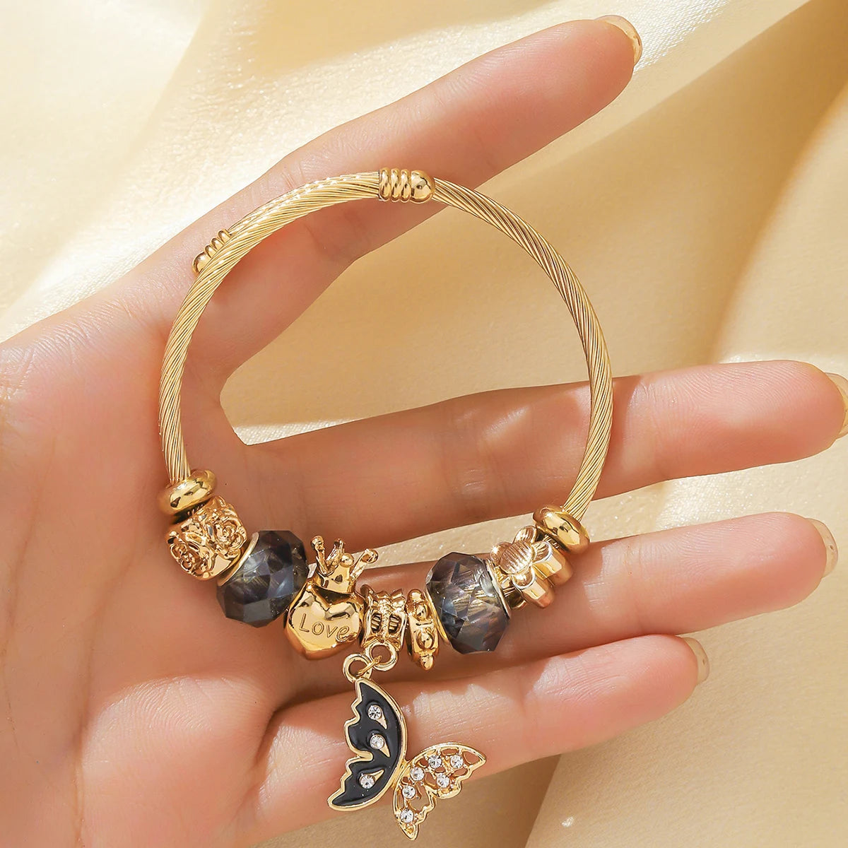 Charm Bangle with Cubic Zirconia
