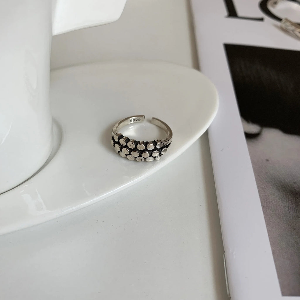 Geometric Bead Ring in 925 Sterling Silver