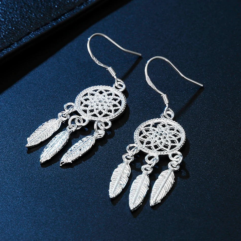 925 Silver Retro Charm Set – Necklace & Earrings