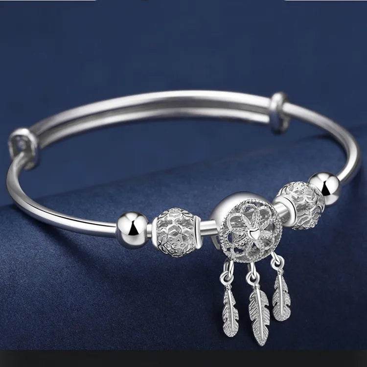 Silver-Plated Bangle with Bell Charm
