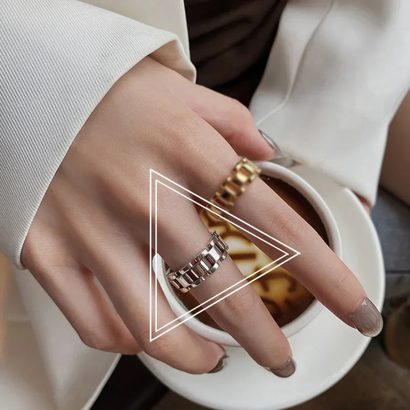 925 Silver Geometric Adjustable Ring