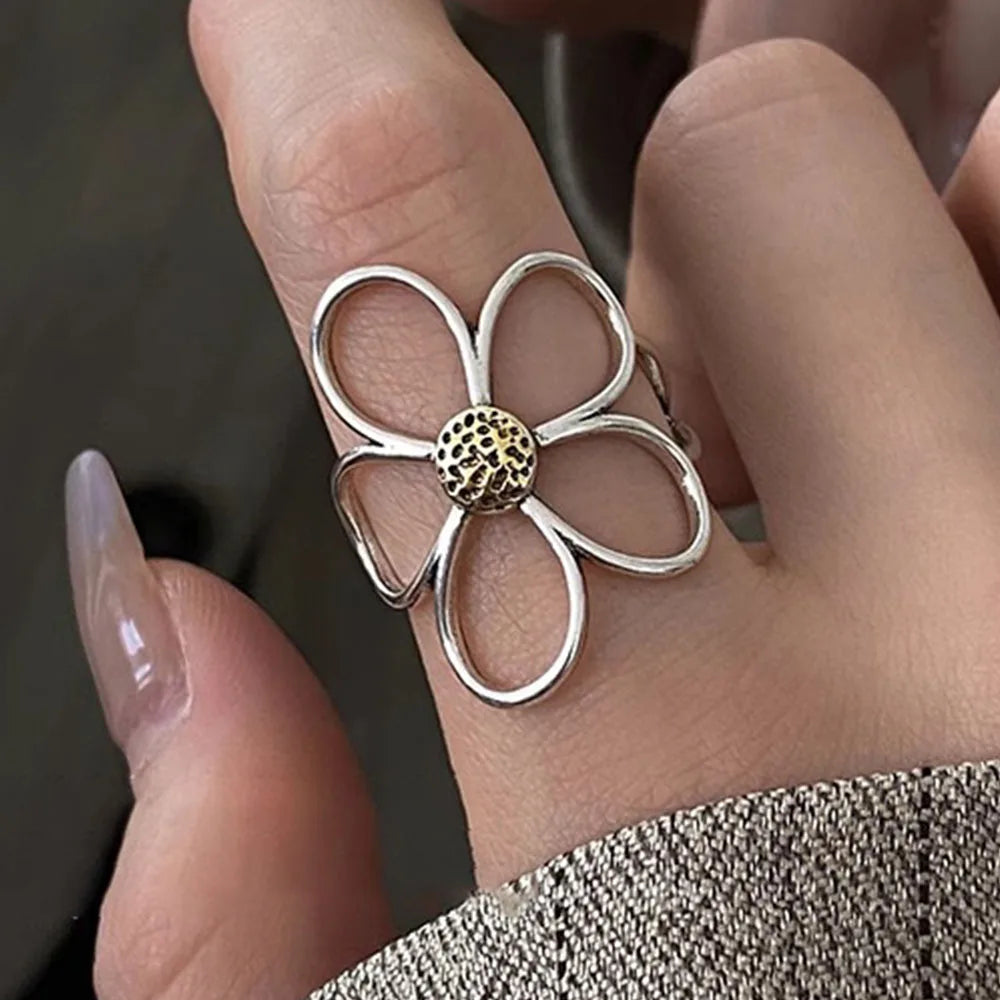 Silver Plated Geometric Adjustable Ring